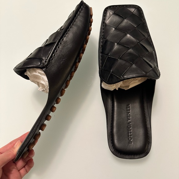 Bottega Veneta Black Intrecciato Leather Mens Slides Size 43 - Picture 6 of 9